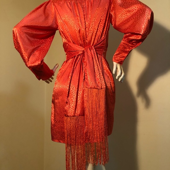 Nasty Gal Orange Leopard Print Satin Dress Size 6US /10 U.K. - Picture 6 of 16